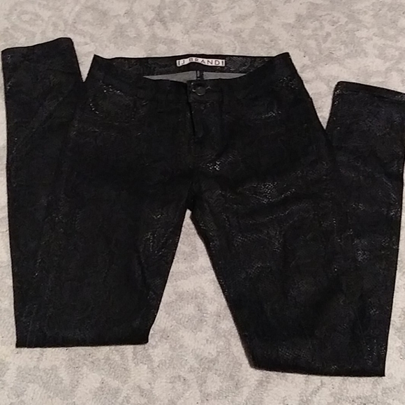 FAB Glossy Women's JBrand Blk Snake Embossed Denim Pant Sz25 - Picture 1 of 5